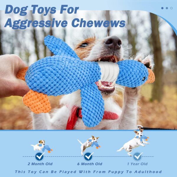 Vitscan Upgraded Goose Indestructible Dog Toys for Aggressive Chewers Small Medium Large Breed, Crinkle Squeaky Dog Toys Plush Dog Toy Puppy Chew Toys for Teething, Duck Interactive Dog Puppy Toys - Image 3