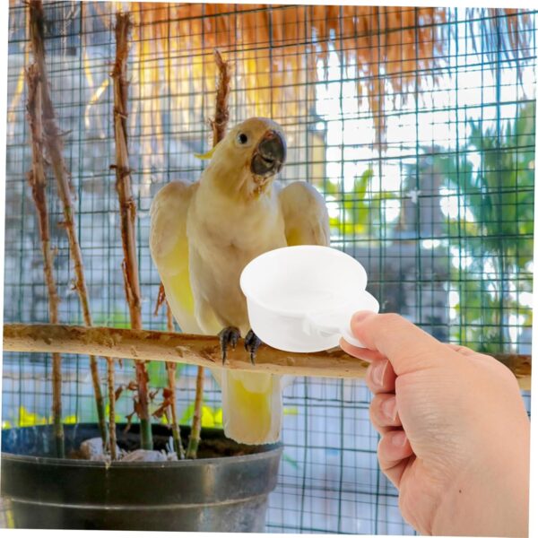 Yardwe 6 Pcs Bird Food Box Parakeet Feeder Bird Supplies Bird Cage Accessories Bird Food Bowl Pet Bowl Water Bowl Bird Feeders Chicken Water Cups Bird Feeder for Cage Plastic White - Image 2