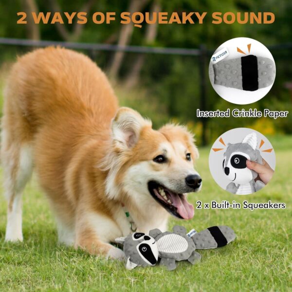 petizer Plush Squeaky Dog Toys, Crinkle Dog Chew Toys, Interactive Toys for Puppies, Small, Medium and Large Dogs, Cute Squirrel and Raccoon, 2 Pack - Image 7