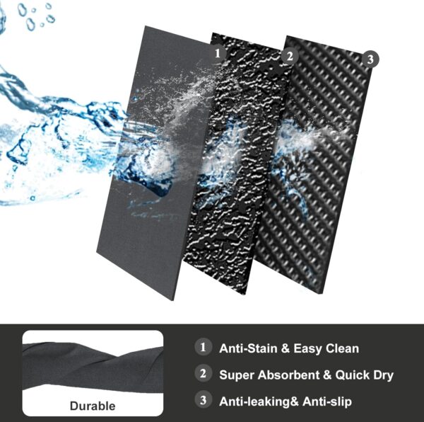 Mavicen Pet Feeding Bowls Mat, 30 * 50cm Super Absorbent Dog Muddy Paws Mat, Anti Slip Rubber Backng Pet Eating Mat, Easy Clean Washable Feeding Mats for Dogs, Cats, Small Animals (Dark Gray) - Image 6