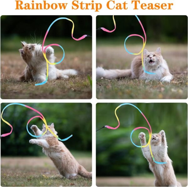 Molain Cat Wand Rainbow Toy, 3pcs Rainbow Ribbon Wand for Kittens Training, Rainbow Ribbon Cat Wand, Interactive Cat Wand, Stick Toy for Kitten Cat Exerciser Playing(30cm) - Image 5