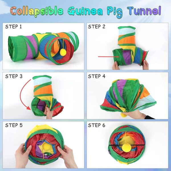 HYLYUN Guinea Pig Tunnels & Tubes Collapsible, 3 Way Tunnels Hides Toys, Portable Small Animal Hideout Hideaway Pet Toys Tunnel for Guinea Pig Chinchilla Ferret Hamster Rat - Image 7