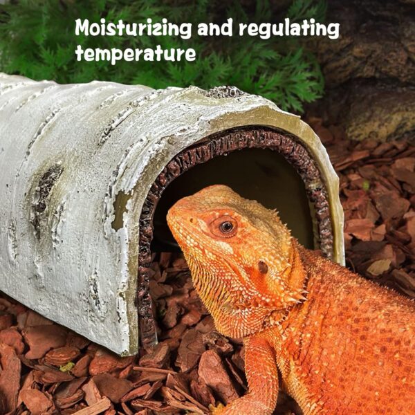 Reptile Hide Caves Simulation Tree Hideout Snake Hide Leopard Gecko Terrarium Plastic Plant Leaves Ornament Habitat Shelter Decor for Lizard Hermit Crab Spider Frog Amphibians (L) - Image 7
