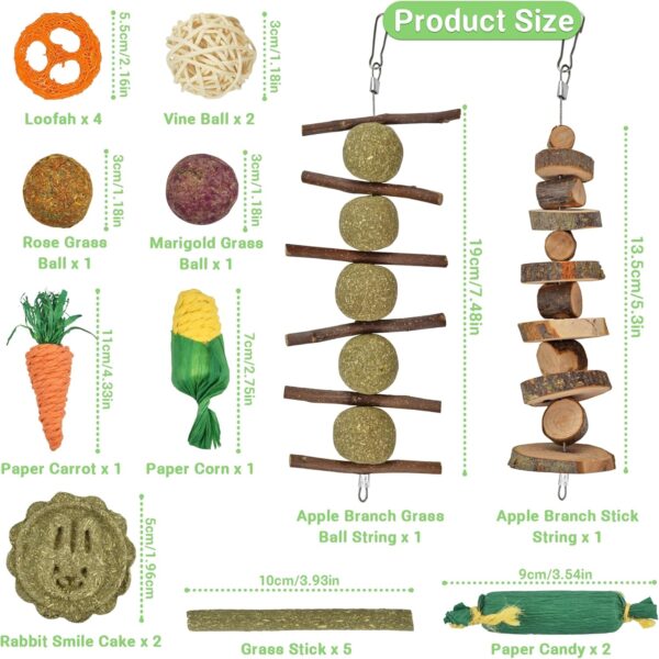 Ousiya 21-Pack Rabbit Toys Set, Natural Rabbit Chew Toys Boredom Breakers for Bunny, Hamster, Guinea Pig and Chinchilla, Apple Wood Timothy Hay Sticks Treating for Rabbit and Small Animals Teething - Image 6