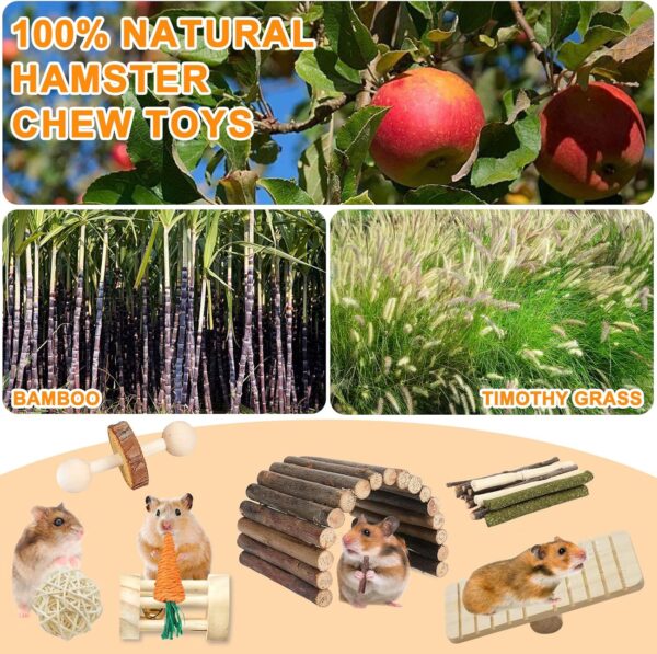 Flow fire 10 Pcs Rabbit Hamster Chew Toys, Rabbit Hamster Boredom Breaker, Wooden Natural Bunny Hamster Toys Syrian for Small Pet Hamster Rabbits, Gerbils, Guinea Pig - Image 5
