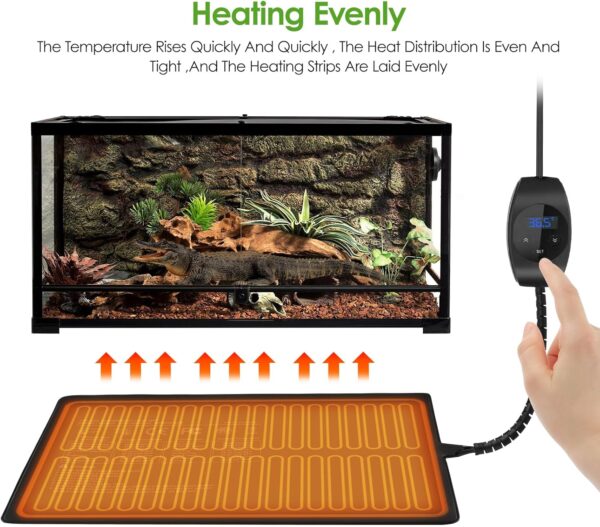 8x12inch Reptile Heat Mat with Digital Thermostat,23W Terrarium Heat Mat with IPX7 Waterproof for Gecko/Bearded Dragon/Snake/Lizard/Hermit Crab/Frog/Spider/Insect Breeding/Plant Box,Habistat Heat Mat - Image 3