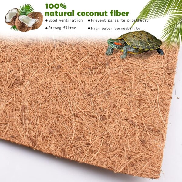 Reptile Carpet Coconut Fiber, 2 Pack 100*30cm/40*12 inches Natural Reptile Carpet Terrarium Liner Bedding Reptile Substrate Mat Supplies for Bearded Dragon Leopard Gecko Iguana Lizard Snake Turtle - Image 3