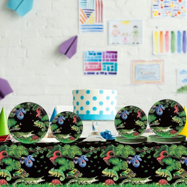 Reptile Lizard Snake Birthday Party Supplies Tableware Kit for 24 Guests Camping Wildlife Snakes Party Plates Napkins Decorations and Favors with Wilderness Jungle Alligator Turtle Tablecloth - Image 5