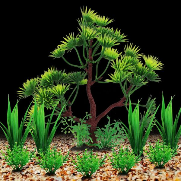 QUOZUO 10pcs Fish Tank Decorations, Fish Tank Accessories Aquarium Decorations Green Plants Plastic Tree Fish Decorations for Tank - Image 3