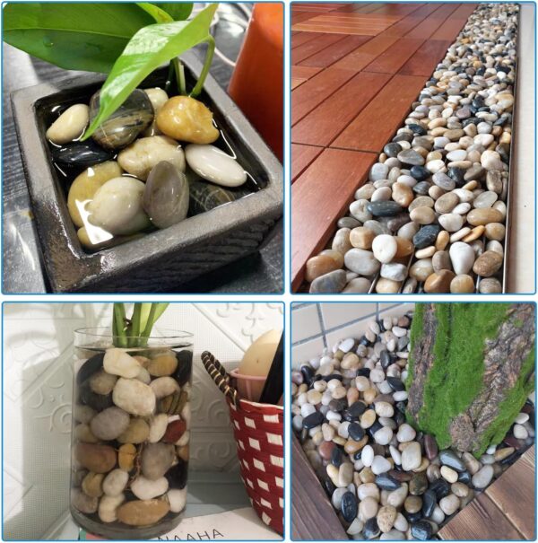 Stoepeoco 4.1 LB Natural Polished Pebbles,Multi Smooth River Rocks Decorative Ornamental stones Garden Landscaping Pebbles Gravel Filler for Flower Bed Fish Tank Plants Vases Succulents - Image 5