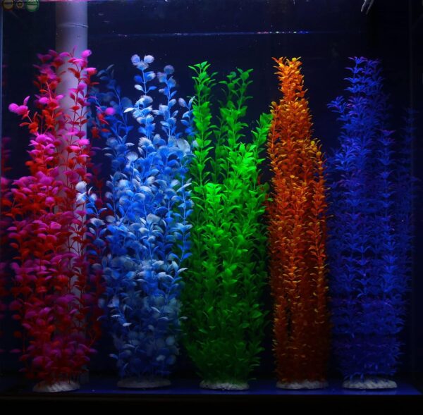 WEkiva Green Grass Little Flowers Aquarium Décor Plastic Plants Extra Large 22 Inches Tall 6512 - Image 2