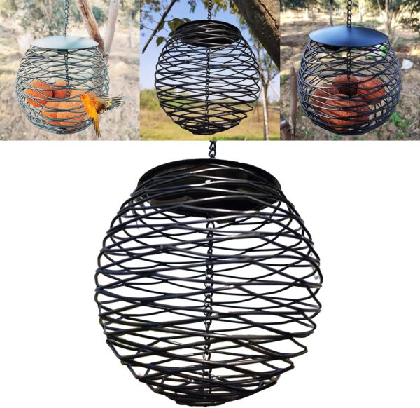 Birds Food Dispenser with Roof for Wild Garden Suet Basket Outdoor Hanging Dispenser for Wild Birds - Image 2