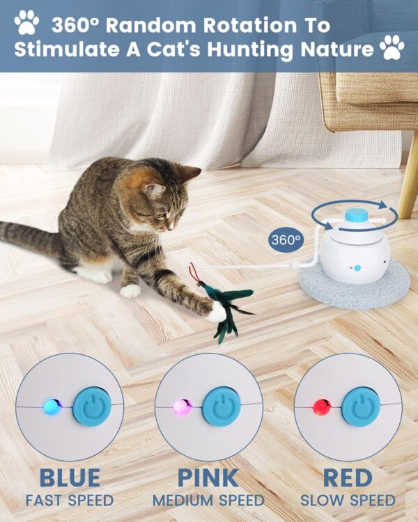 HAPPY HACHI 3 in1 Interactive Cat Toys For Indoor Cats Adult,3 Modes Automatic Cat Toys Kitten, 360°Irregular Rotation-USB Rechargeable Cat Feather Toy Exercise Catcher Hunting - Image 3