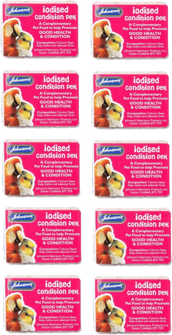 10 PACK JOHNSONS IODISED CONDITION PEK BLOCK BUDGIE PARROT BIRD CAGE HANGING TREAT - Image 2