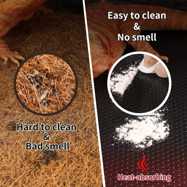 Reptile Carpet, Bearded Dragon Substrates, Tortoise Bedding Mat, Terrarium Substrate Liner for Leopard Gecko, Tortoise, Turtle, Lizard, Snake, Iguana Reptile Tank Accessories Black(45x180cm) - Image 5