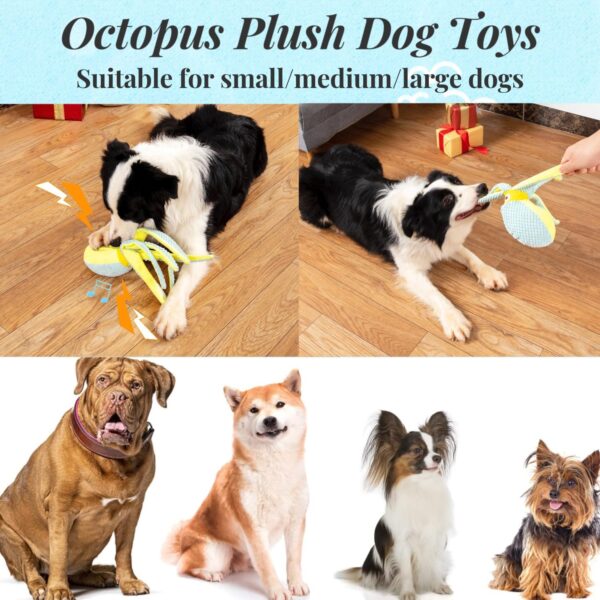 CIIVURR Squeaky Dog Interactive Toys Octopus Plush Toys Upgrade Indestructible Rubber Eyes Pet Training Chew Toy, Entertaining Puppy Teething, Durable Dod Toys for Small, Medium, Large Dogs - Image 2