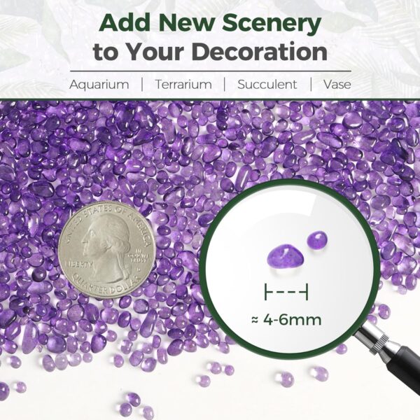 T4U Tumbled Chips Stones Crushed Purple Gravels 2 LB, Irregular Shaped Natural Rock Pebbles, DIY Polished Rocks for Potted Plant, Bonsai, Vase Fillers Aquarium Decoration, Aquarium Gravel Rocks - Image 5