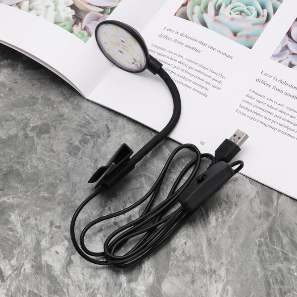 YINETTECH 5W Mini Aquarium USB Led Light with Power Switch for Small Fish Shrimp Tank Freshwater Planted Live Plant Grow Fish Tank Clip Light Black - Image 7