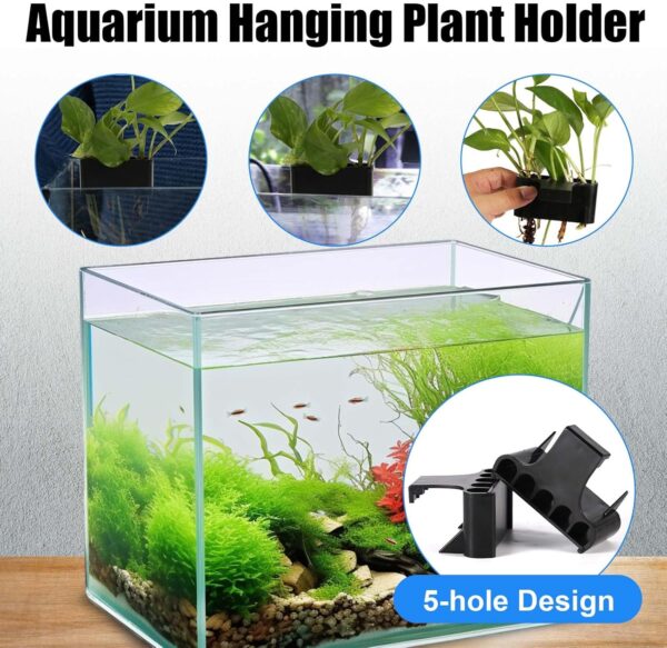XIHIRCD 2pcs Aquarium Plant Holder, 5 Holes Aquarium Planter Box Plastic Aquatic Plant Cup Holder Hanging Aquarium Plant Basket Rack Stand Hanger Accessory for Fish Tank Decorations - Image 3