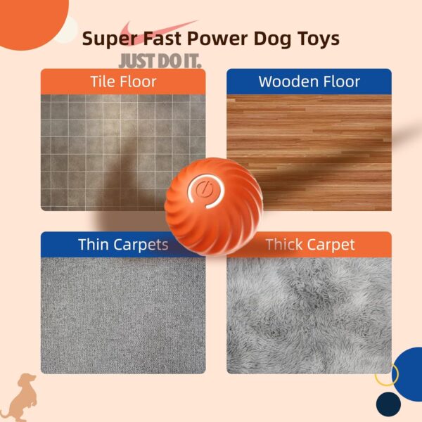 FOUR ANGELS Interactive Dog Toys Dog Balls, 67MM Moving Dog Ball for Puppy/Small/Medium Dogs, Durable Motion Activated Automatic Rolling Ball Toys, USB Rechargeable (Orange, Large) - Image 6