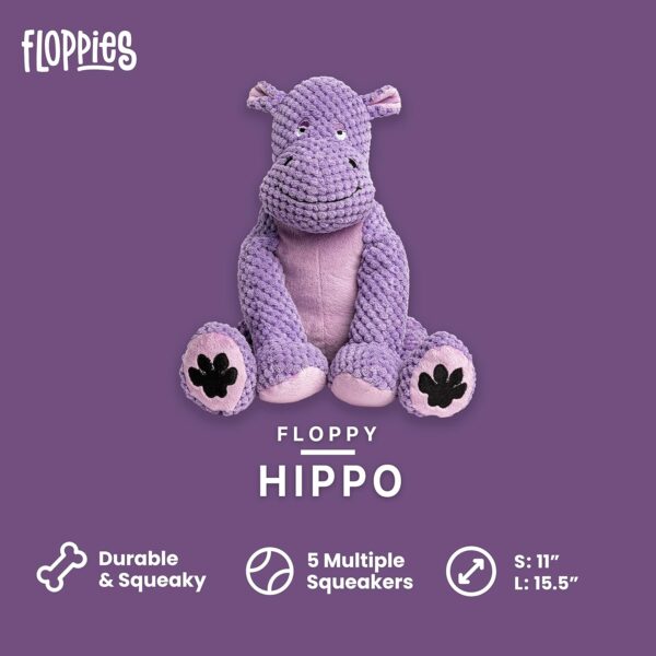 fabdog Floppies Plush Dog Toy - Cute & Durable Squeaky Dog Toys - Best Squeak Toy for Puppies and All Breeds | Ideal Pet Gift | Large Hippo - Image 2