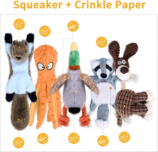 CITAMAMA Squeaky Dog Toys, 5 Pack Plush Puppy Dog Toys Various Animals Shapes Training Toy Chew Toys for Puppy Small Dogs - Image 4