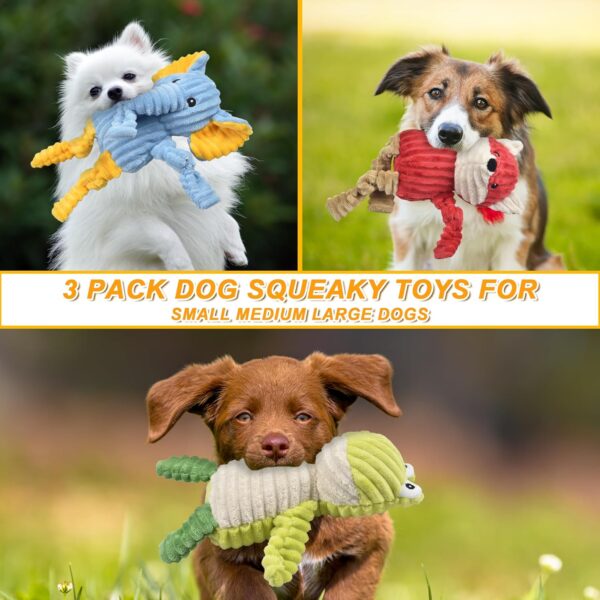 Ousiya 3-PACK Squeaky Dog Toys, Assortment Stuffed Plush Animal Dog Toys Soft Dog Toys Value Bundle for Small Medium Large Dogs - Image 2
