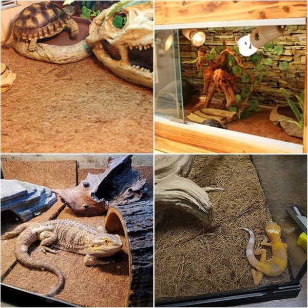 Reptile Carpet Coconut Fiber, 2 Pack 100*30cm/40*12 inches Natural Reptile Carpet Terrarium Liner Bedding Reptile Substrate Mat Supplies for Bearded Dragon Leopard Gecko Iguana Lizard Snake Turtle - Image 6