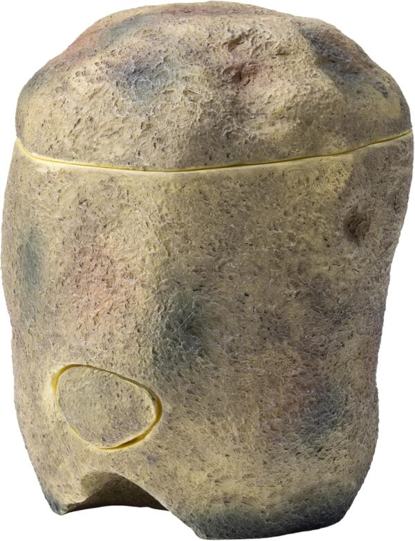 Navaris Reptile Cricket Feeding Rock - Realistic Polyresin Terrarium Stone Feeder for Reptiles with Hole for Crickets to Come Out - With Magnetic Lid and Window - Image 6