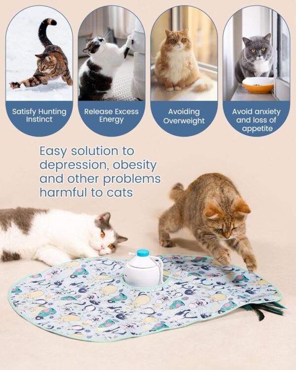 HAPPY HACHI 3 in1 Interactive Cat Toys For Indoor Cats Adult,3 Modes Automatic Cat Toys Kitten, 360°Irregular Rotation-USB Rechargeable Cat Feather Toy Exercise Catcher Hunting - Image 7