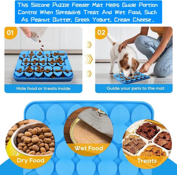 WUBAYI Licky Mats for Dogs,Feeding Mats for Dogs,Snuffle Mat,Wet Food Lick Mat Pad with Suction Cup,Encourages Natural Foraging Skill for Dogs and Cats (Blue) - Image 5