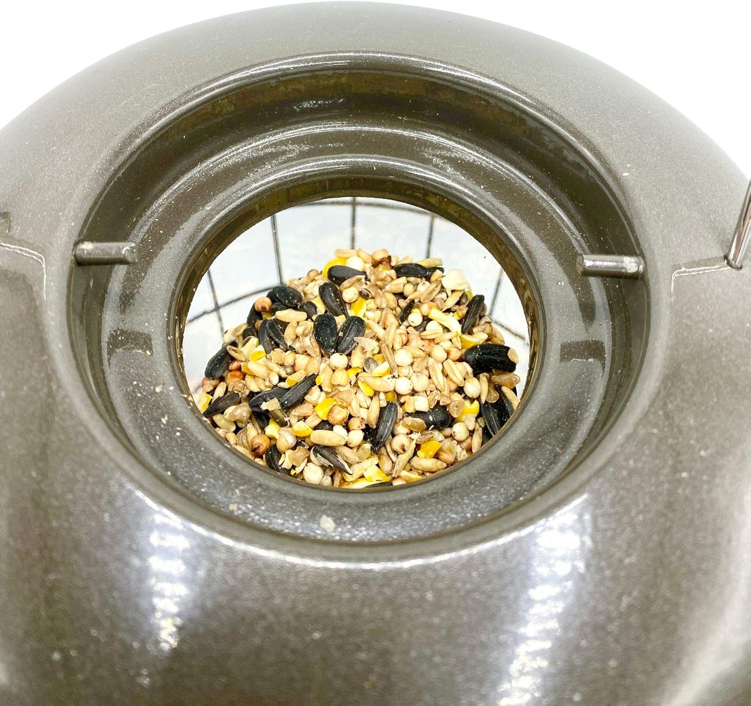 Large Heavy Duty Squirrel Proof Bird Feeder for Wild Seed Feed Mix Outdoor Garden use - Mocha Brown - with Strong Galvanised Metal Cage to Deter Squirrels & Large Birds - Image 7