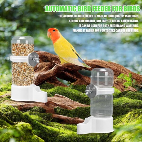 Bird Water Feeder, 2 Pcs 140ML Automatic Bird Water Food Dispenser Bird Water Bottle Drinker Bird Cage Accessories for Parrot Budgie Cockatiel Parakeet Lovebirds (White C) - Image 3