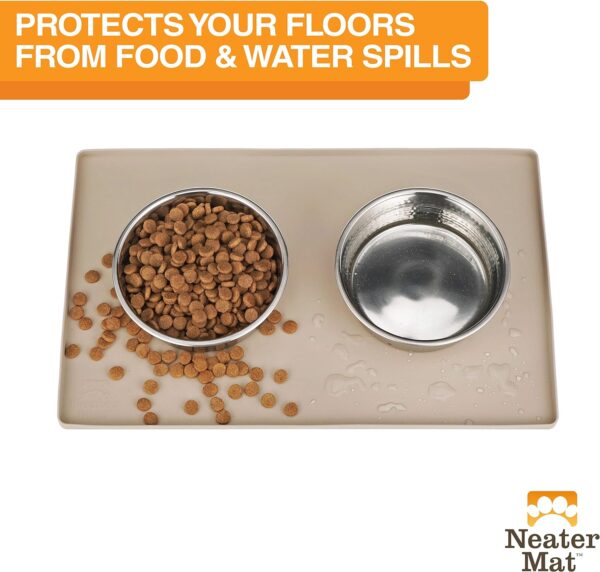 Neater Pet Brands Neater Mat - Waterproof Silicone Pet Bowls Mat - Protect Floors from Food & Water (32" x 24" Silicone, Cappuccino) - Image 2