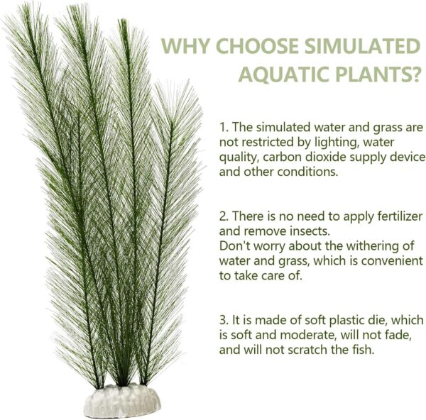 BLLREMIPSUR 2Pcs Aquarium Decorations Artificial Aquatic Plants, Fish Tank Ornament Artificial Green Plastic Plant for Aquarium Mountain Reef Rock Cave - Image 2