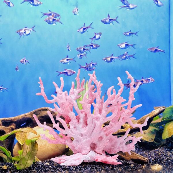 JJYHEHOT Aquarium Coral Decoration 2 Pcs Artificial Simulation Coral Reef Resin Underwater Marine Plants Ornament for Fish Tank Landscaping (Pink, Blue) - Image 4