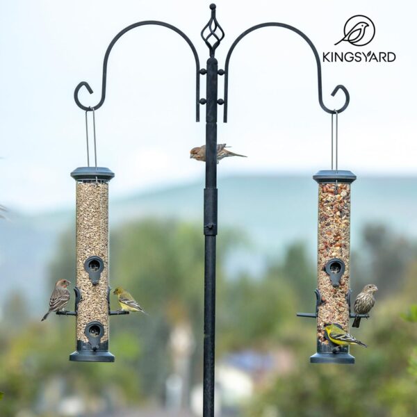 Kingsyard 2 Pack Tube Feeders with 6 Feeding Ports for Outdoors Hanging, Premium Hard Plastic Weatherproof & Steel Hanger, Attracting for Wild Birds (Black) - Image 8