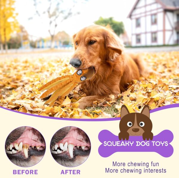 Wonfly Large No Stuffing Dog Toys with Squeakers, Octopus with Crinkle Plush Dog Chew Toys for Puppy Teething, Durable Interactive Dog Toys for Puppies, (Octopus 2pcs) - Image 4