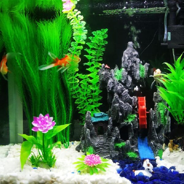 HAOSEA Aquarium Plant Artificial Plastic Fish Tank Plants for Aquarium Fish Tank Aquatic Greenery Decoration Water Grass Plants 35cm/13.8inch - Image 4