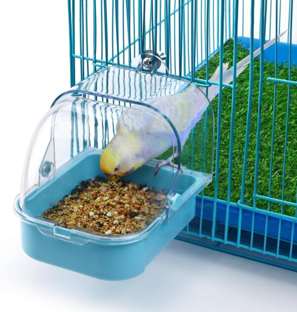 Large Bird Bath for Cage Drawer Style Bird Tub Water Bowl Shower Food Feeder Tray Bird Bathing Tub Budgie Toys Birdcages Accessory for Bird Parrots Parakeets Cockatiel Lovebirds Canary (Blue) - Image 6