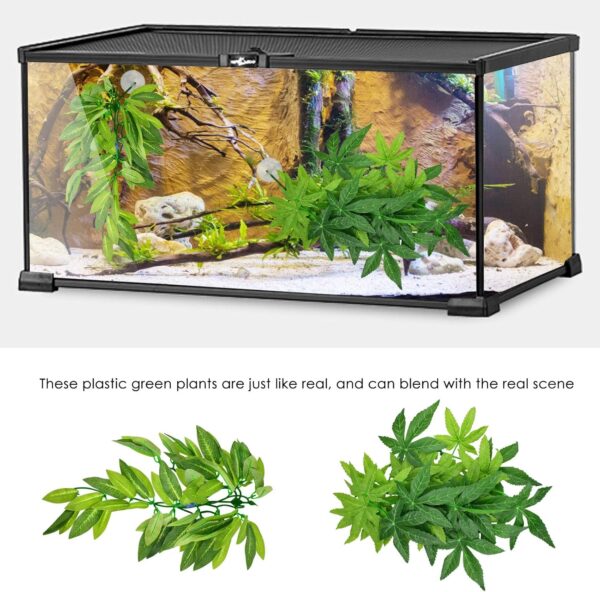 ERKOON Artificial Plastic Plant 3 Pieces Set Reptile Habitat and Aquarium Fish Terrarium Decor - Image 4