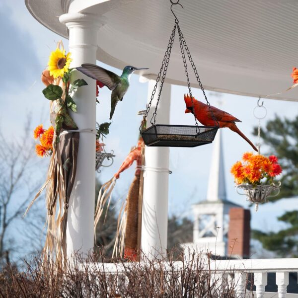 GLIBBUL Hanging Bird Feeder Square Metal Mesh Seed Platform Tray for Outdoor Patio Decoration for Wild Backyard Attracting Birds (2) - Image 5