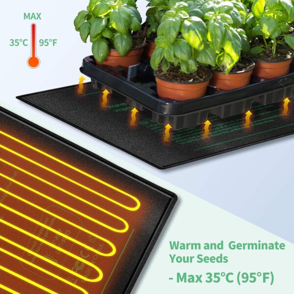 Grenebo Heat Mat for Plants with Big Thermostat 20.75"x10" Durable Waterproof Seedling Heat Mat for Seedlings, Brewing & Greenhouse Incubation, Reptile Amphibians Pet Mat Warmer Bed Mat - Image 2