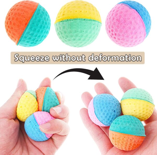 BIPY 20PCS Cat Toy Balls Foam Latex Cats Balls Toys Elastic Sponge Ball Colorful Indoor Kitten Interactive Catch Chase Chew Balls Toy for Kittens Pets Play Exercise Ball Supplies Random Color (4cm) - Image 3