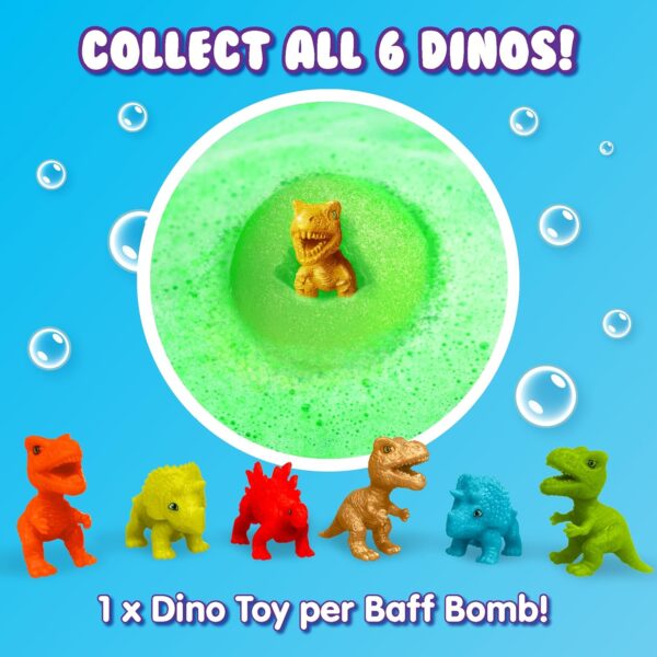 Zimpli Kids Large Dino Surprise Bath Bomb, 6 Surprise Dinosaur Toys to Collect in Total, One Per Bath Bomb, Children's Fizzing Toy, Birthday Gift for Boys & Girls, Stocking Filler Present - Image 2