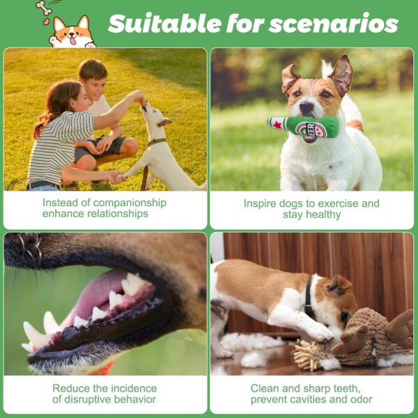 Roseyan Dog Toys Squeaky Dog Toys Interactive Dog Chew Toy for Bordem Beer Bottle Plush Puppy Toys Portable Funny Cute Pet Plush Squeaky Dog Toy for Small Medium Dogs and Other Pets - Image 5