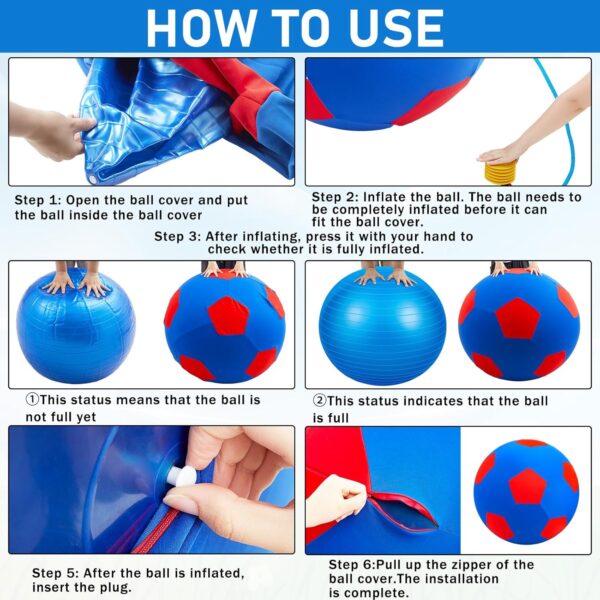 VercanMonth Giant Herding Ball with Ball Cover Horse Toys for Horses Stall Entertainment Play, Pump Included (Blue,40 Inches) - Image 4
