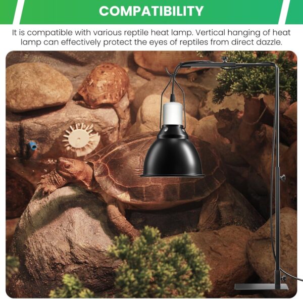 BrightArk Reptile Heat Lamp Holder Stand, Adjustable Small Reptile Dome Lamp Bracket Standing Black 14-24 Inches, Hanging Reptile Light Stand for Tortoise Lizards Bearded Dragon Snake Chick - Image 5