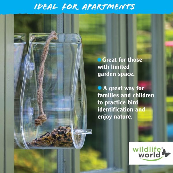 Wildlife World Dewdrop Clear Window Bird Feeder with Feeding Tray - Image 6