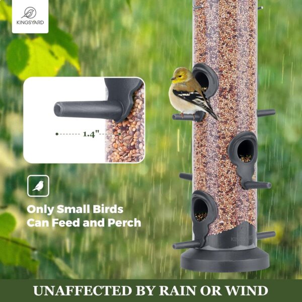 Kingsyard 2 Pack Tube Feeders with 6 Feeding Ports for Outdoors Hanging, Premium Hard Plastic Weatherproof & Steel Hanger, Attracting for Wild Birds (Black) - Image 4